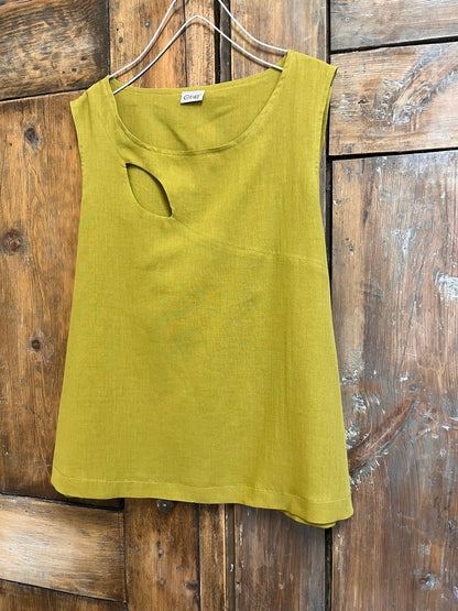 sarı pamuklu kolsuz bluz