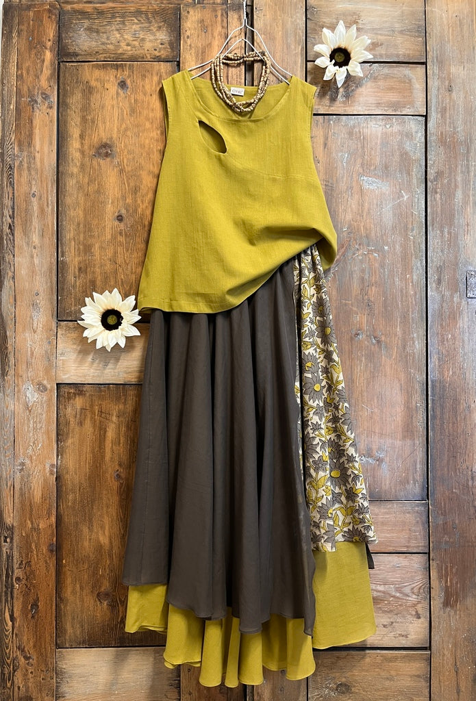 sarı pamuklu kolsuz bluz