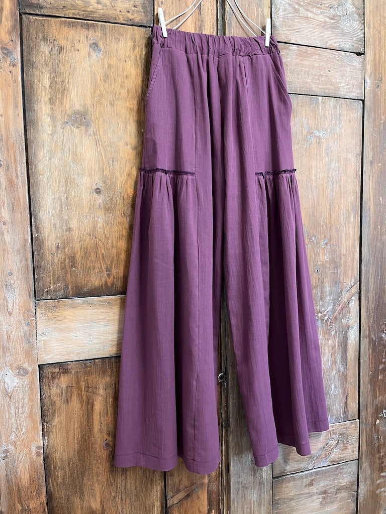 mürdüm pamuklu bol pantolon