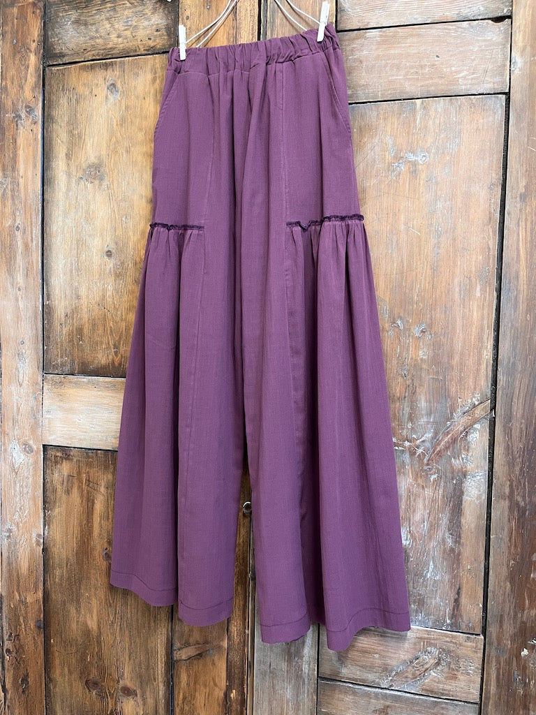 mürdüm pamuklu bol pantolon