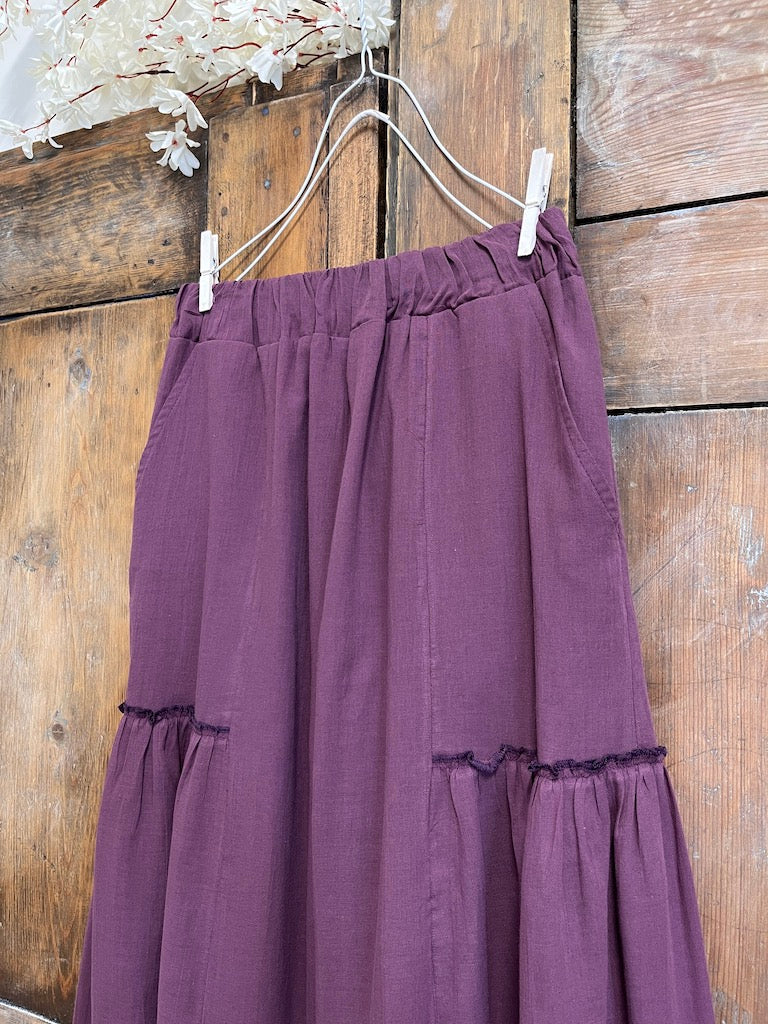 mürdüm pamuklu bol pantolon