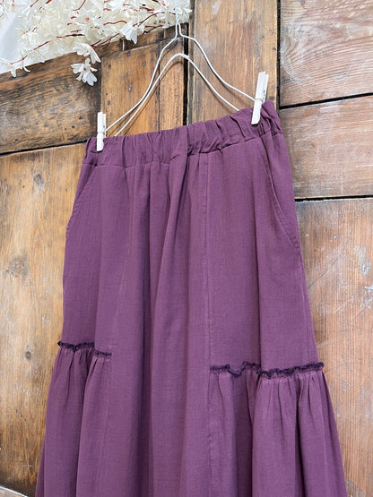 mürdüm pamuklu bol pantolon