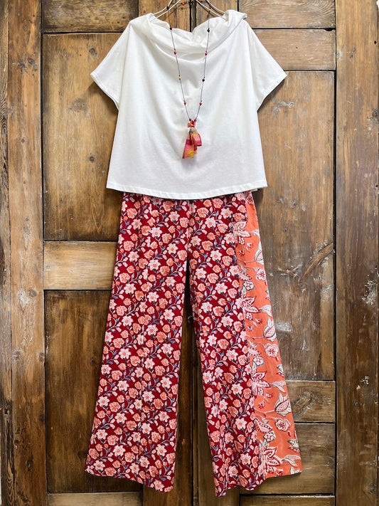 çiçek desenli pamuklu pantolon