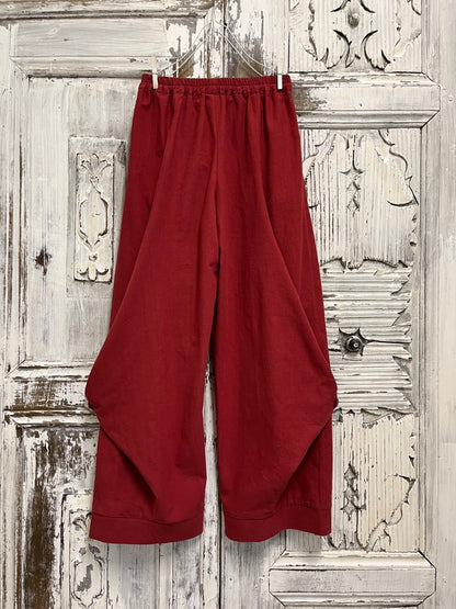 Kırmızı keten pantolon