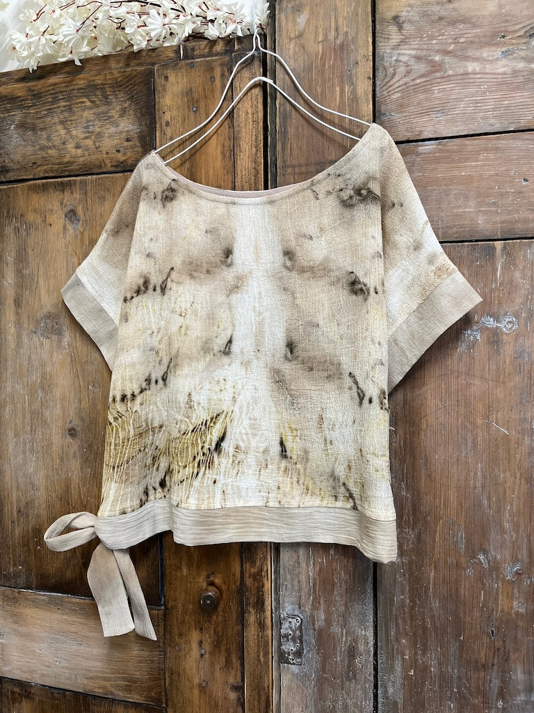 Yanı Bağlama Detay Eco-Print Bluz