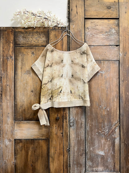 Yanı Bağlama Detay Eco-Print Bluz