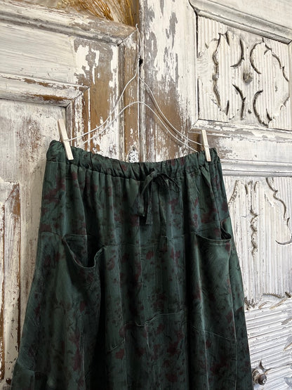 yeşil ipek şalvar pantolon