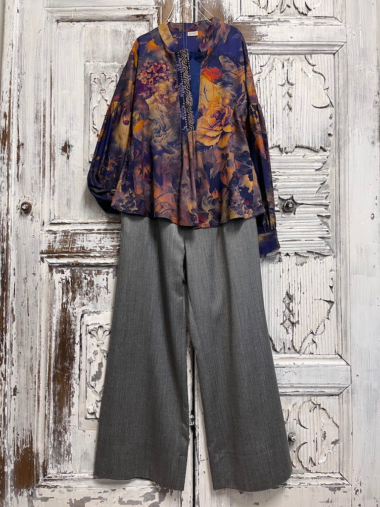 yünlü bol gri pantolon