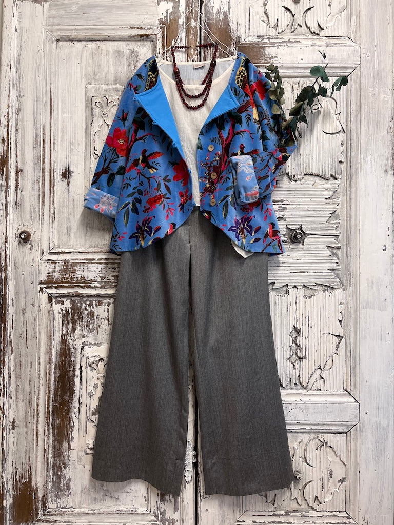 yünlü bol gri pantolon