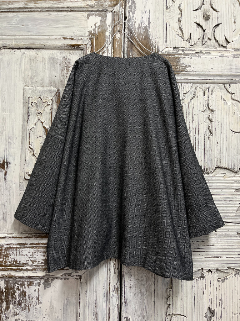 yünlü gri ceket robası el işi örgülü 