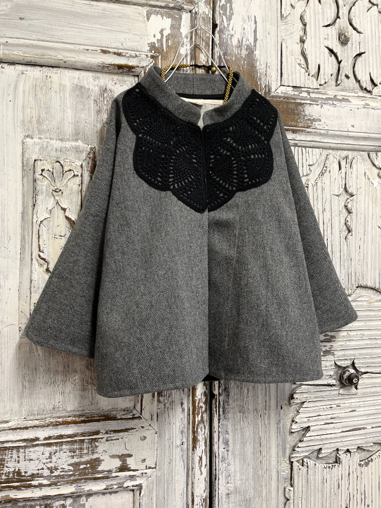 yünlü gri ceket robası el işi örgülü 