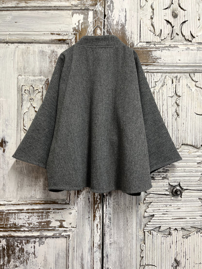 yünlü gri ceket robası el işi örgülü 